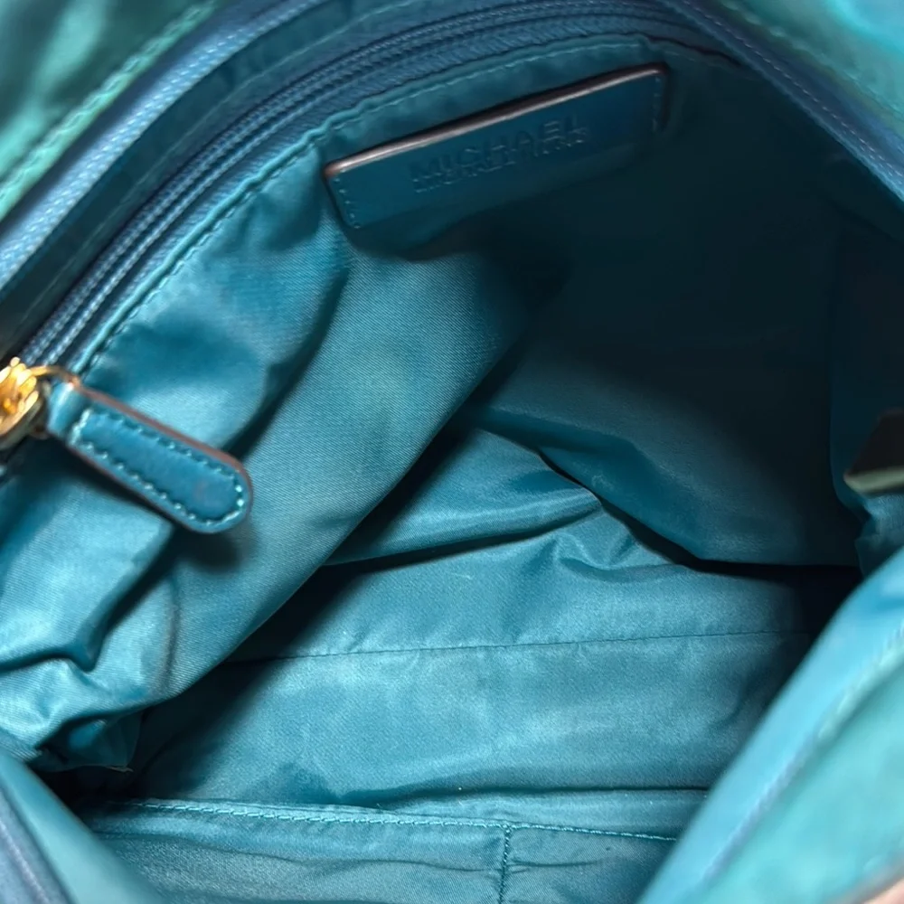 Michael Kors Teal Crossbody Bag with Gold Accents